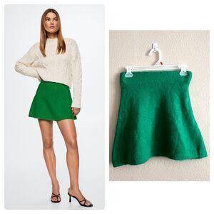 Mango Fuzzy Green Mini Skirt